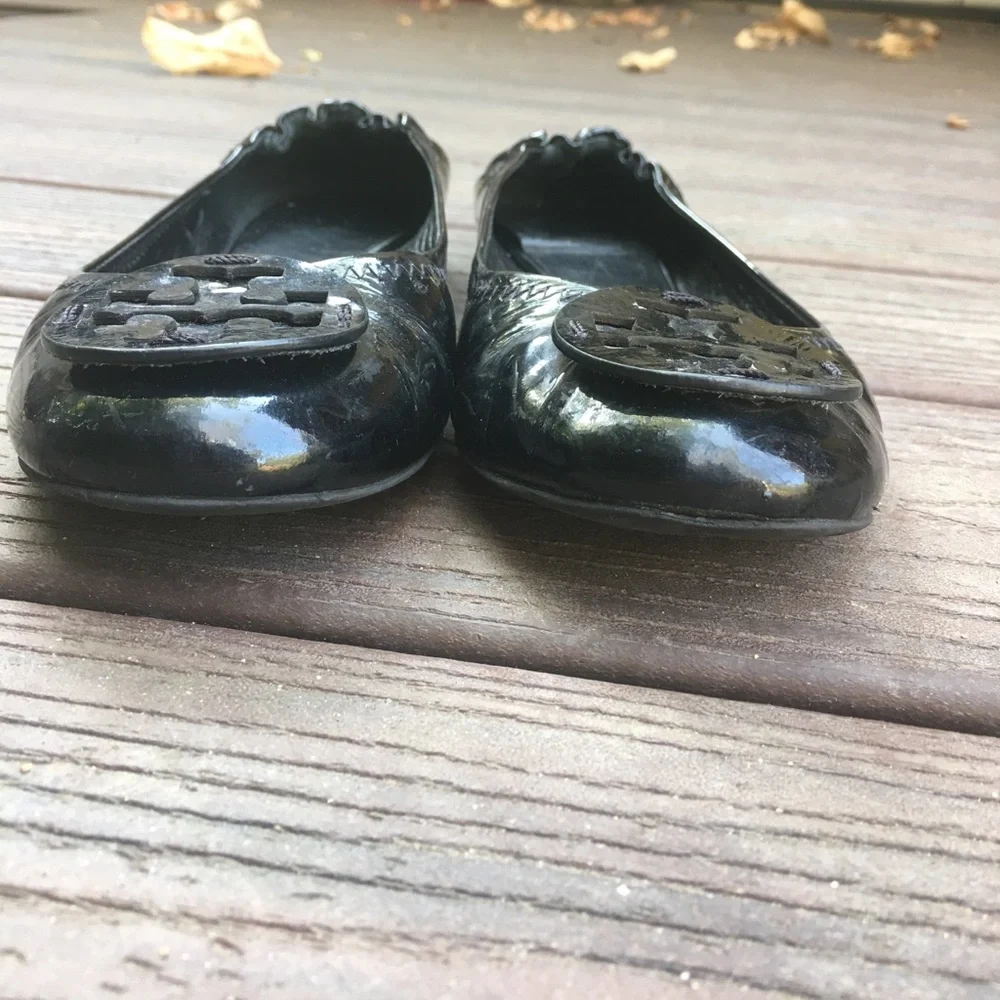 Tory Burch Black Patent Leather Reva Ballet Flats